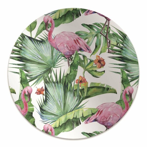 Office chair mat Leaves and Flamingos