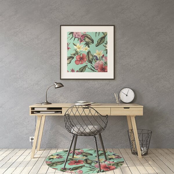 Office chair mat Leaves and flowers