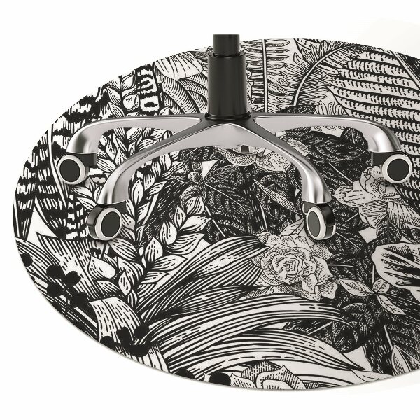 Chair mat Black and white leaves