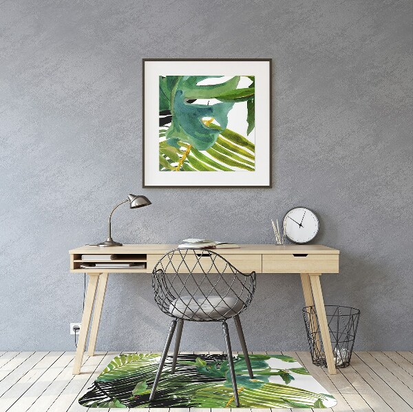 Office chair mat tropical leaves