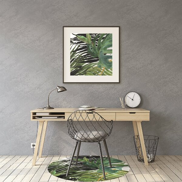 Office chair mat tropical leaves