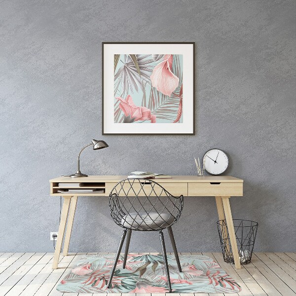 Chair mat floor panels protector pastel flowers