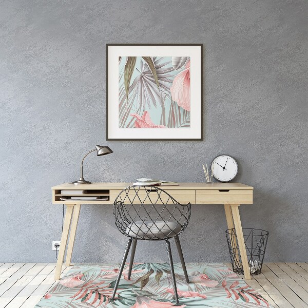 Chair mat floor panels protector pastel flowers