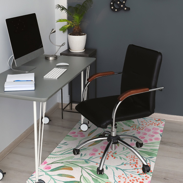 Chair mat floor panels protector rowan leaves