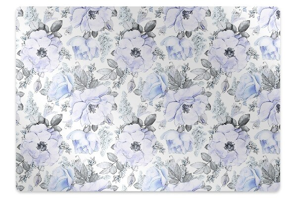 Office chair mat blue roses