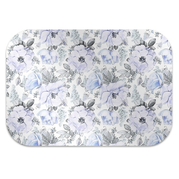 Office chair mat blue roses