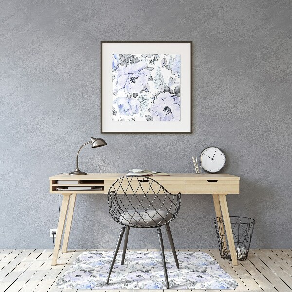 Office chair mat blue roses