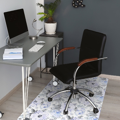 Office chair mat blue roses