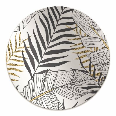 Office chair floor protector Golden palm leaves