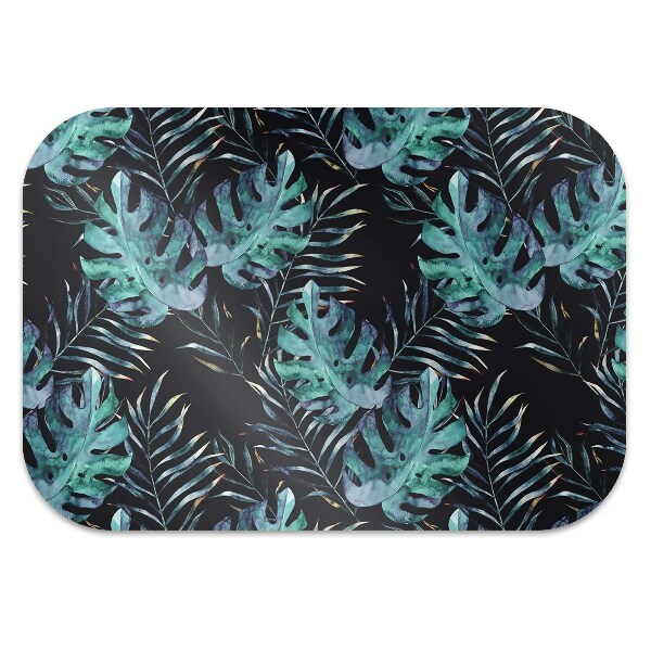 Desk chair mat dark leaves