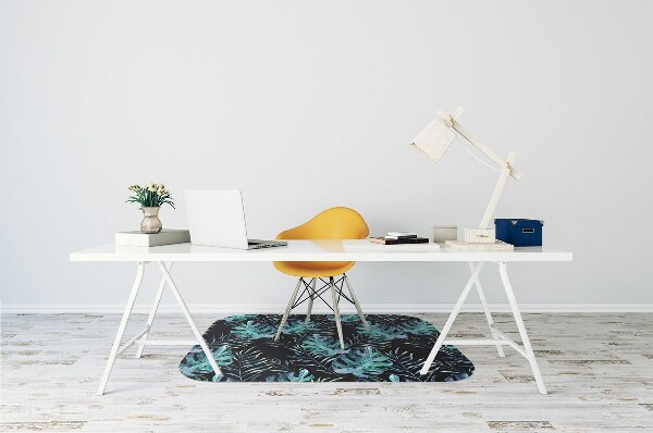 Desk chair mat dark leaves