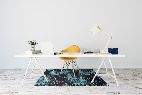 Desk chair mat dark leaves