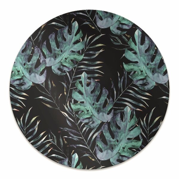 Desk chair mat dark leaves