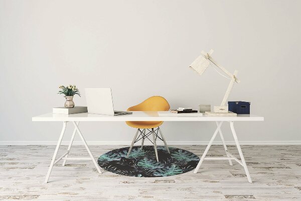 Desk chair mat dark leaves