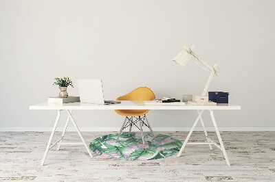 Chair mat floor panels protector pastel leaves