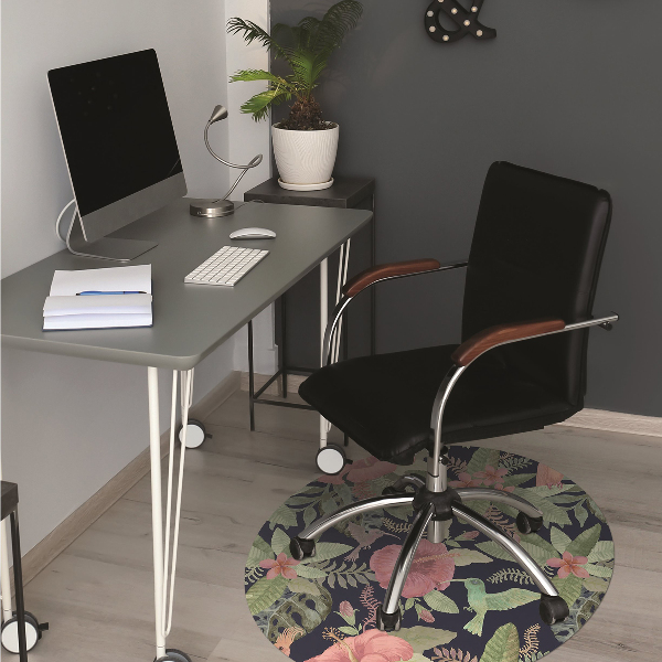 Chair mat floor panels protector Parrot in the jungle