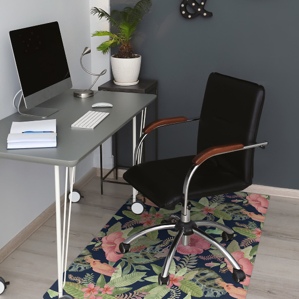 Chair mat floor panels protector Parrot in the jungle
