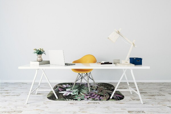 Office chair floor protector palm flowers