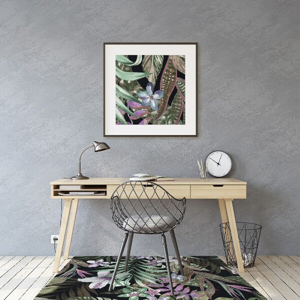 Office chair floor protector palm flowers