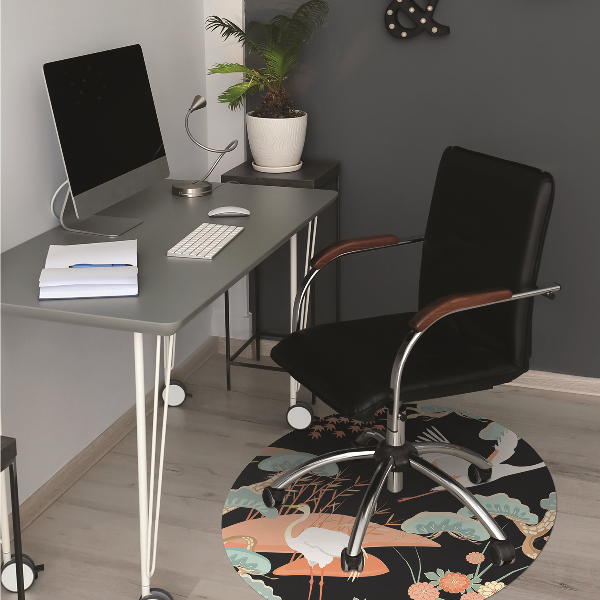 Office chair mat painted herons