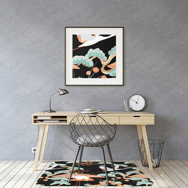 Office chair mat painted herons
