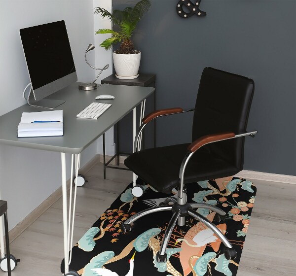 Office chair mat painted herons
