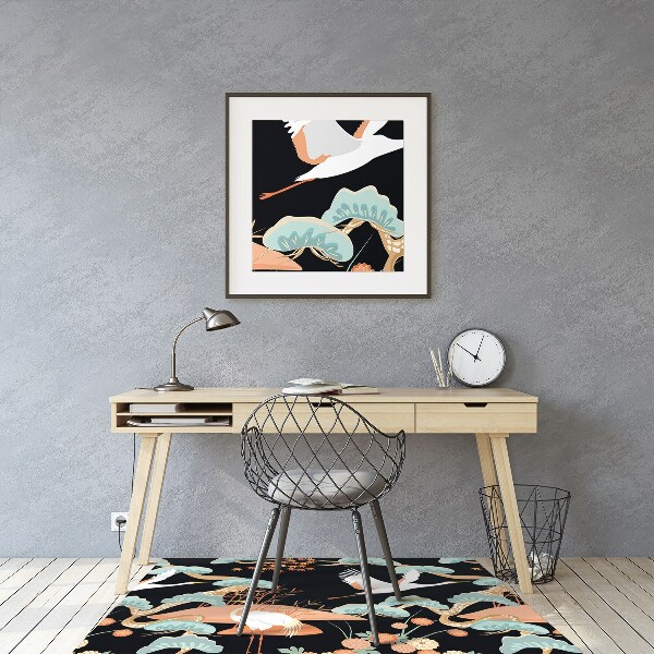 Office chair mat painted herons