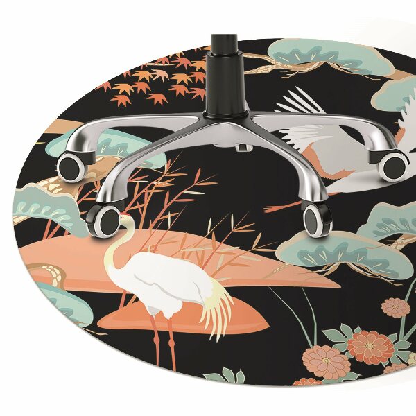 Office chair mat painted herons