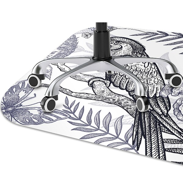 Office chair mat drawn parrot