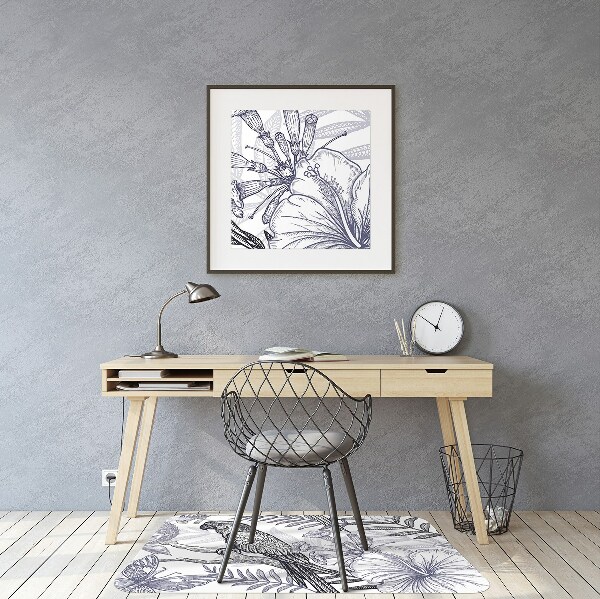 Office chair mat drawn parrot