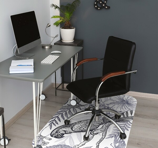 Office chair mat drawn parrot