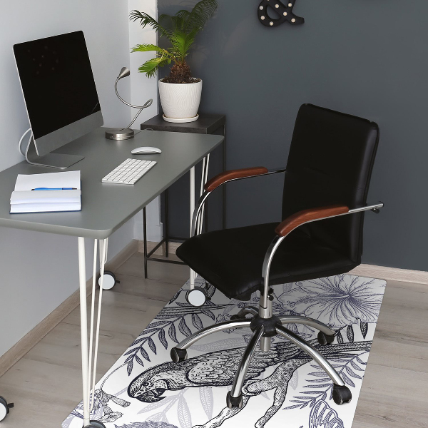 Office chair mat drawn parrot