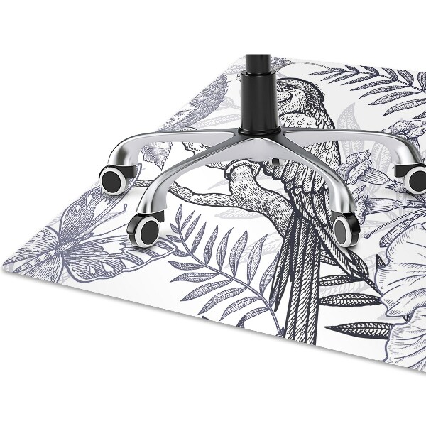 Office chair mat drawn parrot