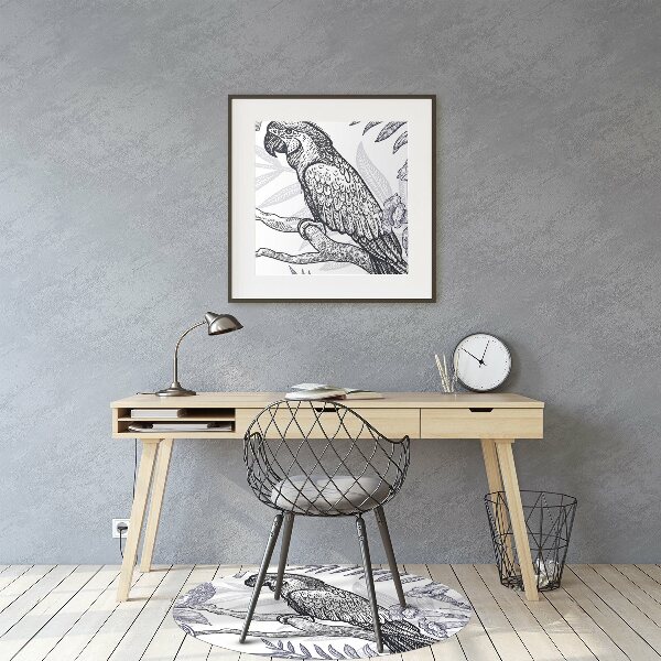 Office chair mat drawn parrot