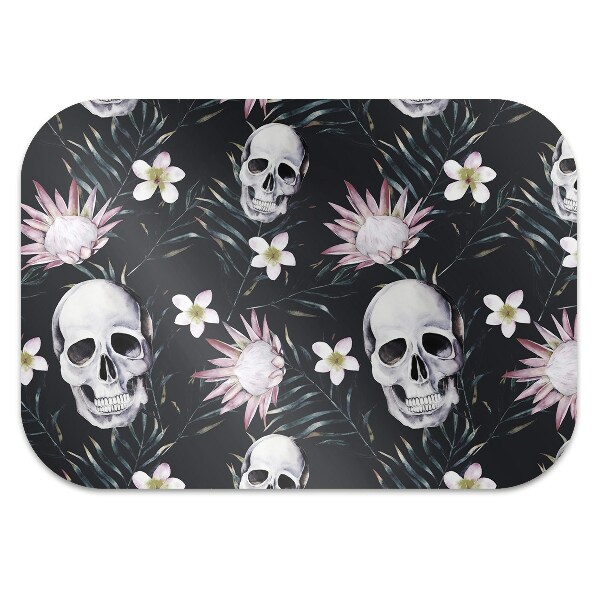 Chair mat floor panels protector Skull and leaves
