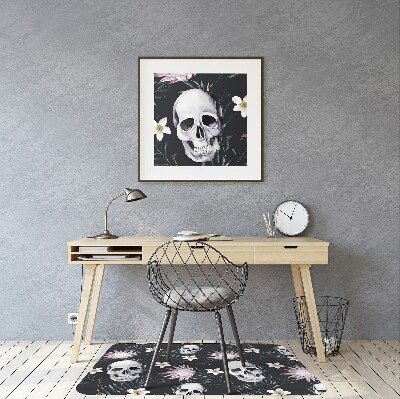 Chair mat floor panels protector Skull and leaves