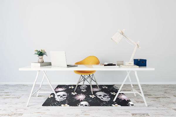 Chair mat floor panels protector Skull and leaves
