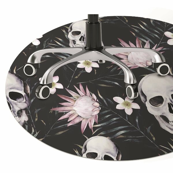 Chair mat floor panels protector Skull and leaves
