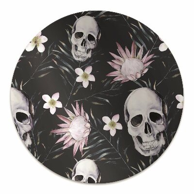 Chair mat floor panels protector Skull and leaves