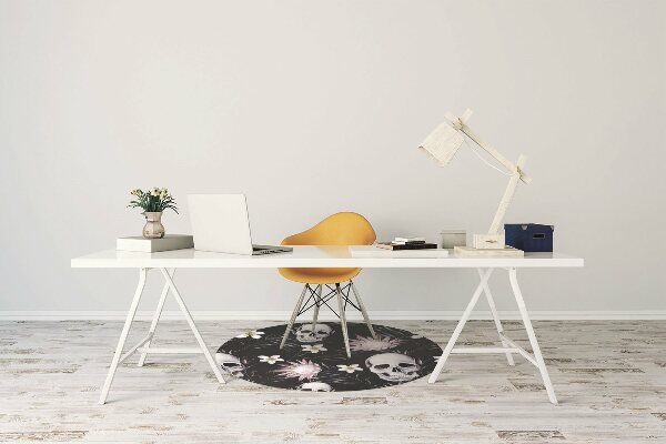 Chair mat floor panels protector Skull and leaves
