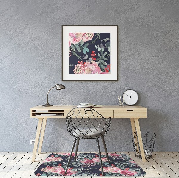 Office chair mat Flowers and leaves