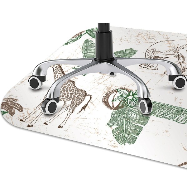 Office chair mat Giraffes and Elephants
