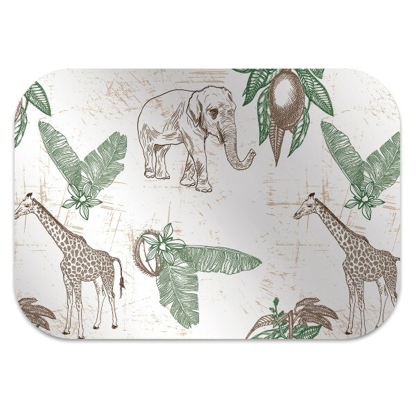 Office chair mat Giraffes and Elephants