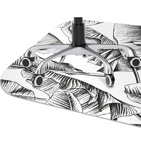 Desk chair mat black leaves