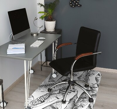 Desk chair mat black leaves