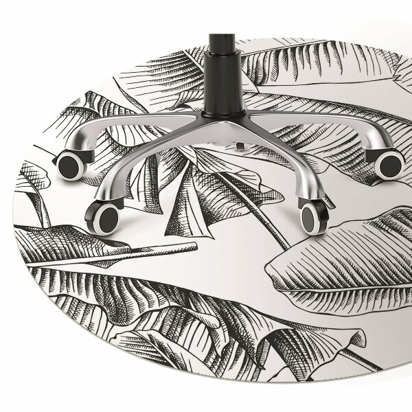 Desk chair mat black leaves