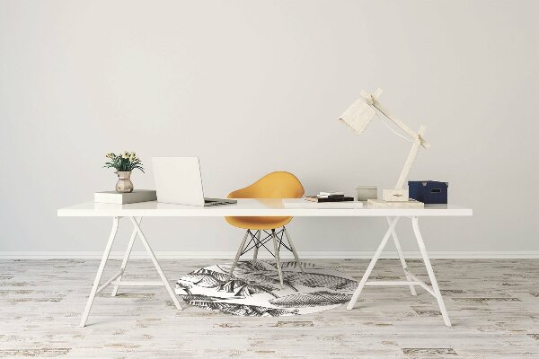 Desk chair mat black leaves