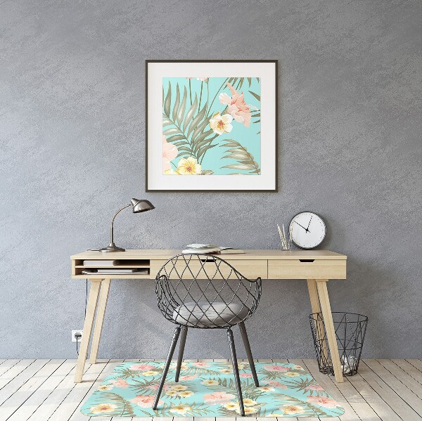 Chair mat floor panels protector pastel flowers