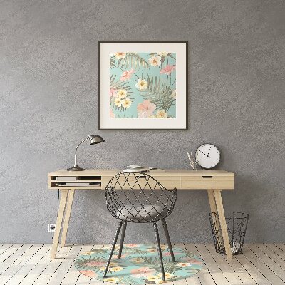 Chair mat floor panels protector pastel flowers