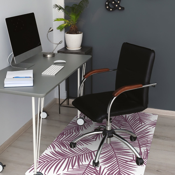 Chair mat floor panels protector purple leaves